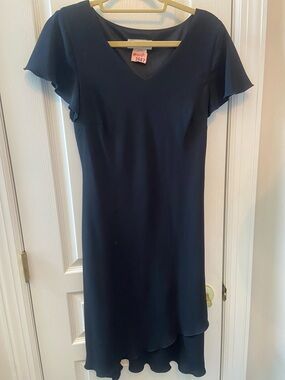 Dress Barn Black V-Neck Midi Dress with Flutter Sleeves